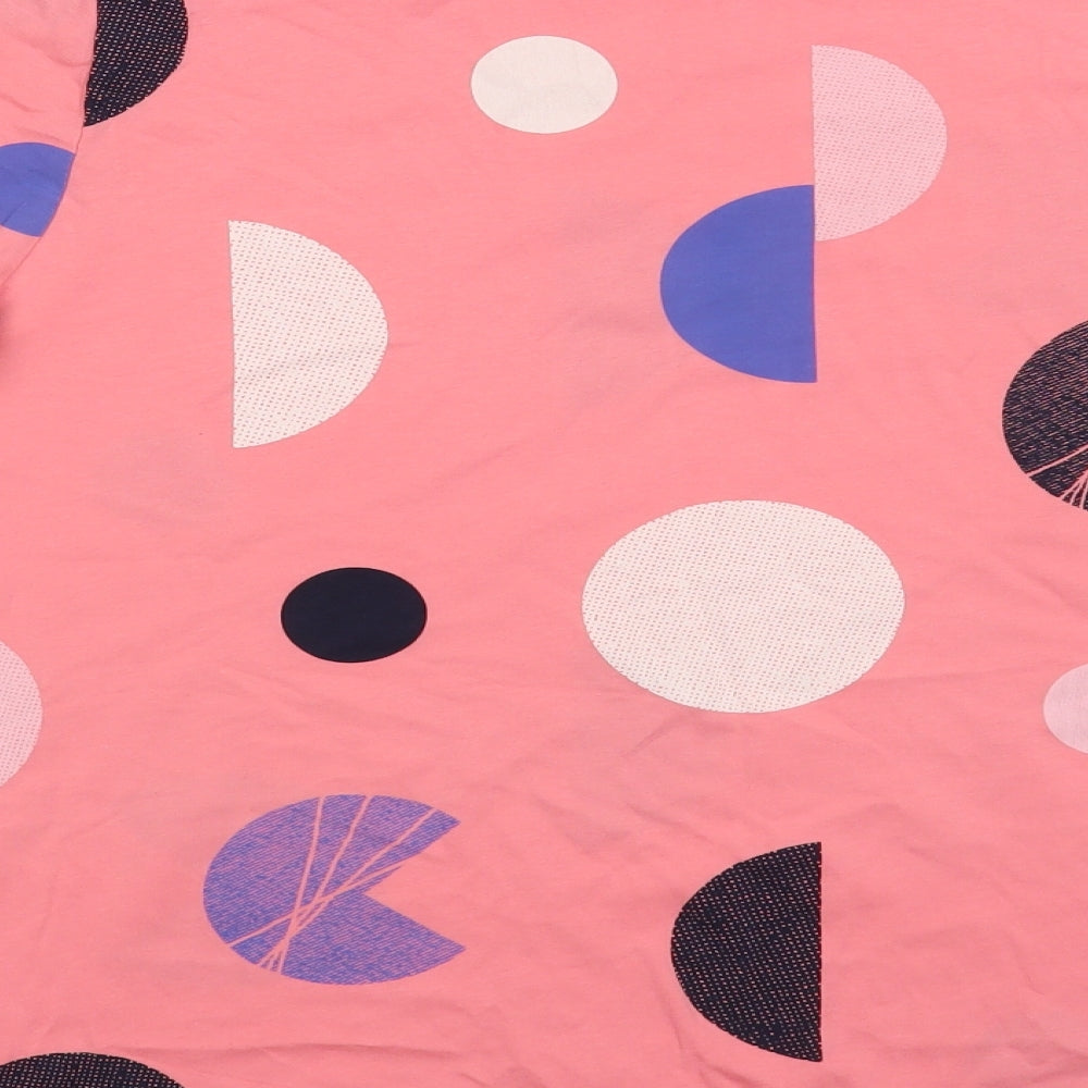 Esprit Womens Pink Geometric Cotton Basic T-Shirt Size S Boat Neck