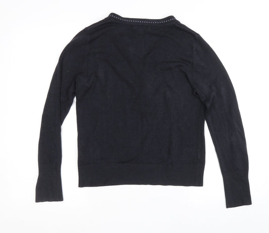 Marks and Spencer Womens Blue V-Neck Acrylic Pullover Jumper Size 12