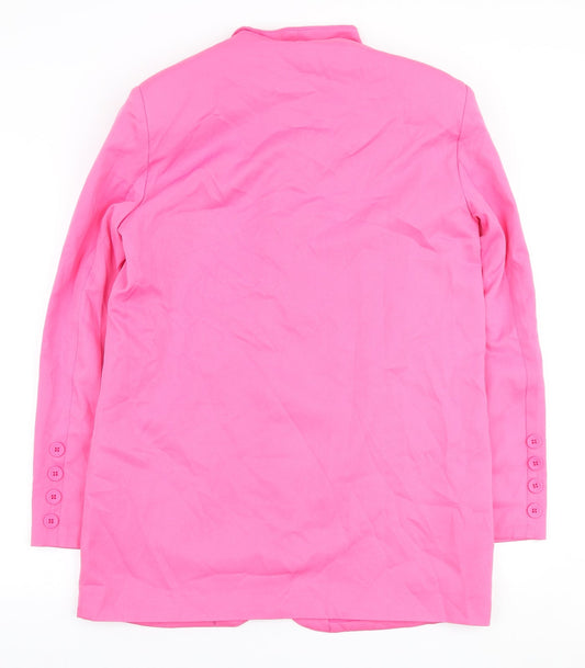 PRETTYLITTLETHING Womens Pink Polyester Jacket Blazer Size 10