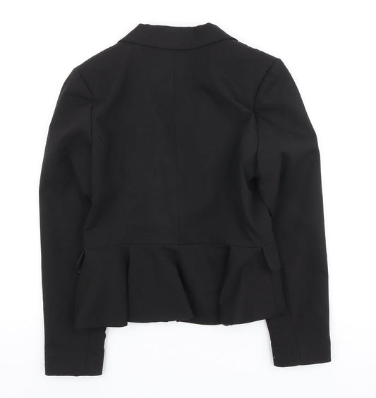 Dorothy Perkins Womens Black Polyester Jacket Blazer Size 10 - Frill Detail