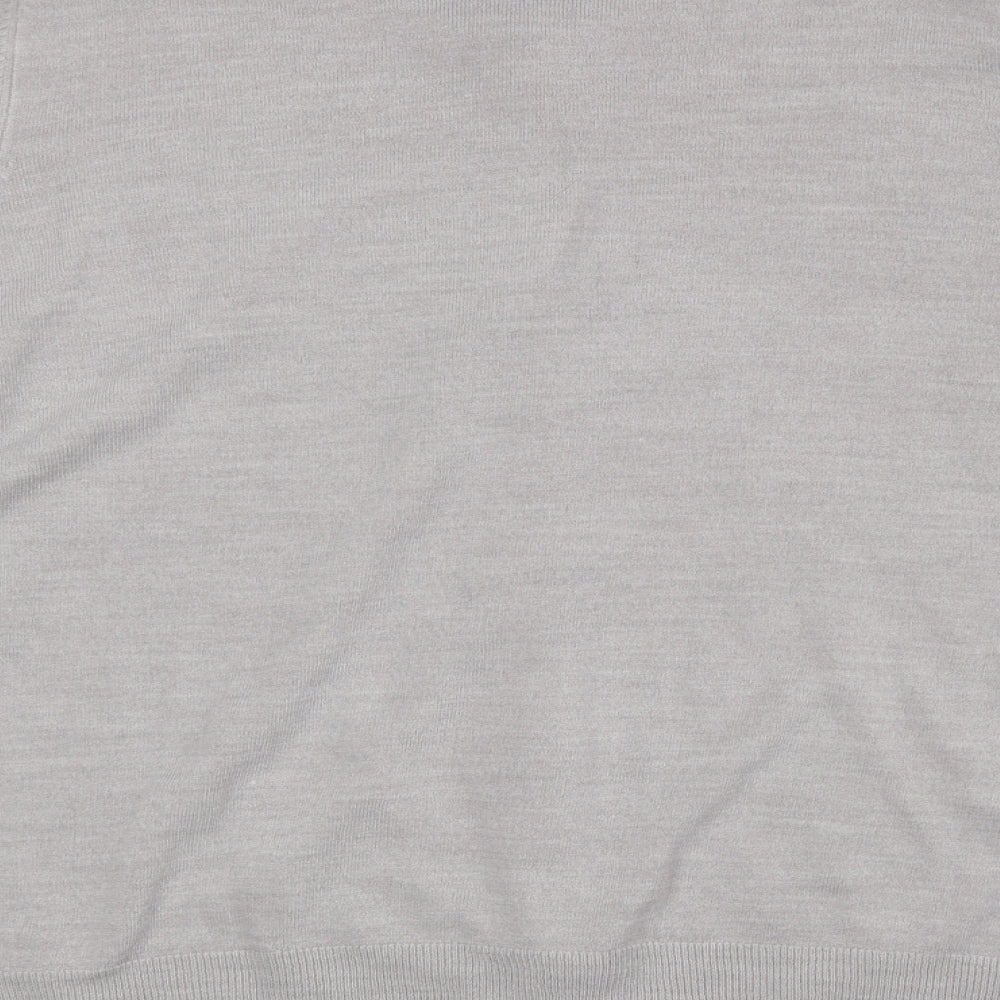 Classic Womens Grey Crew Neck Acrylic Cardigan Jumper Size 24