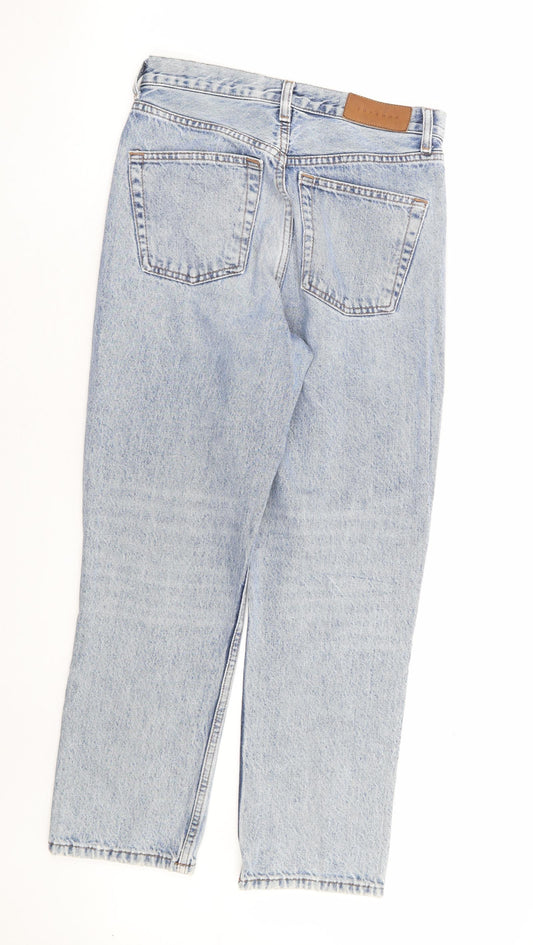 Topshop Womens Blue Cotton Straight Jeans Size 26 in L25 in Regular Button - Short Length