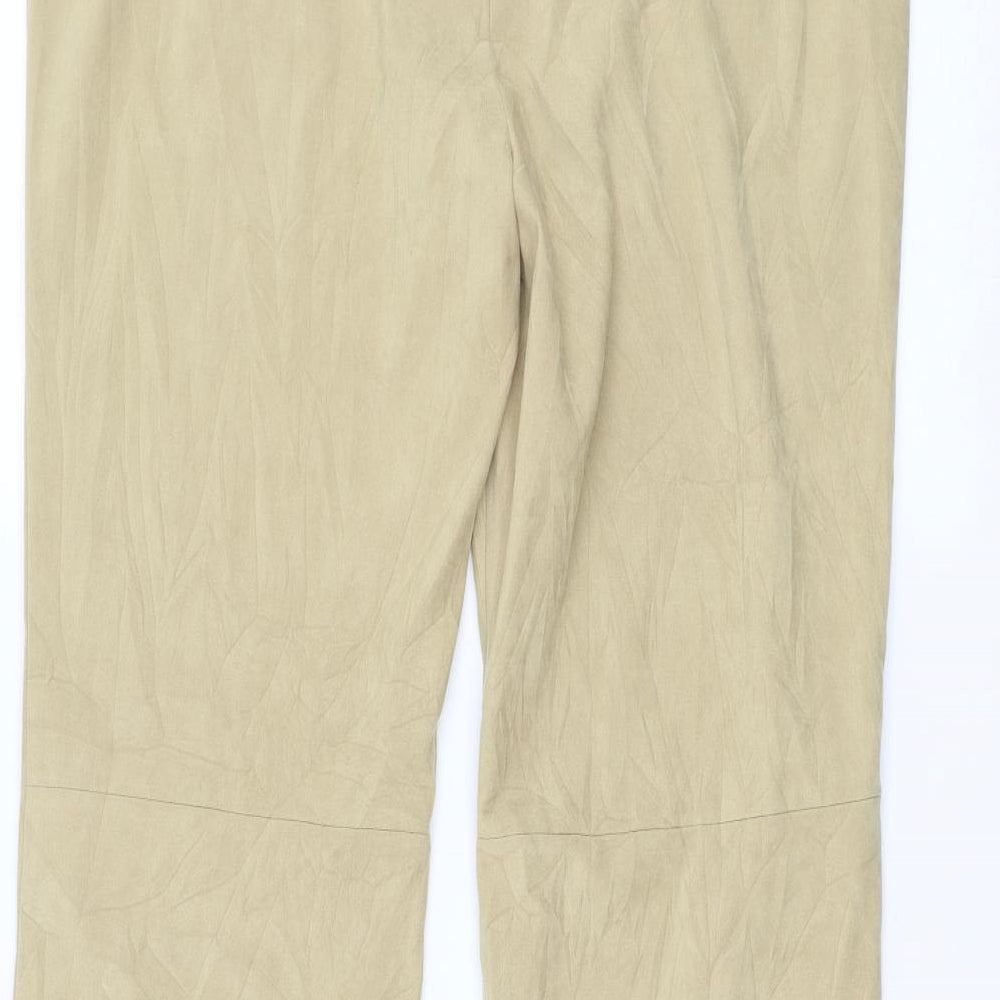 E-vie Womens Beige Polyester Trousers Size 18 L30 in Regular Zip - Lace Up Leg