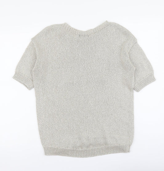 George Womens Beige Round Neck Acrylic Pullover Jumper Size 12 - Butterfly print