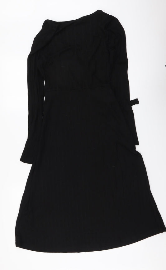 F&F Womens Black Viscose A-Line Size 6 V-Neck Pullover