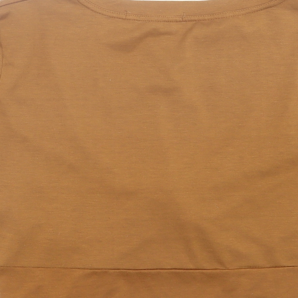 Womens UK Size S Zaful Brown Cropped T-Shirt