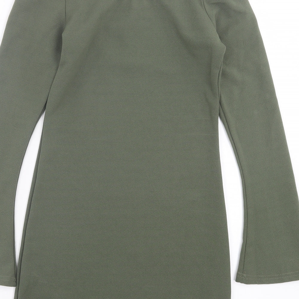 Im Fashions Womens Green Polyester A-Line Size S Boat Neck Pullover