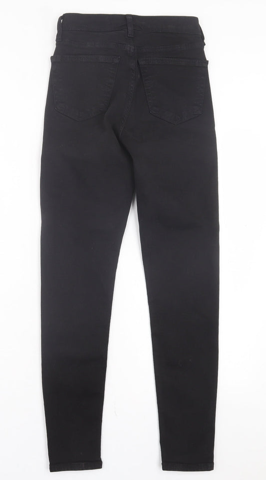 Topshop Womens Black Cotton Skinny Jeans Size 24 in L32 in Regular Button
