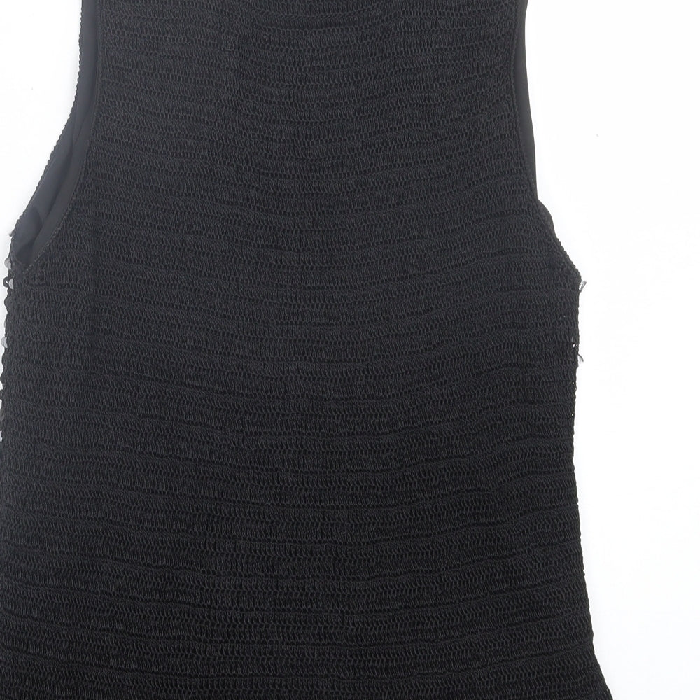AMARANTO Womens Black Viscose Basic Tank Size 16 Crew Neck
