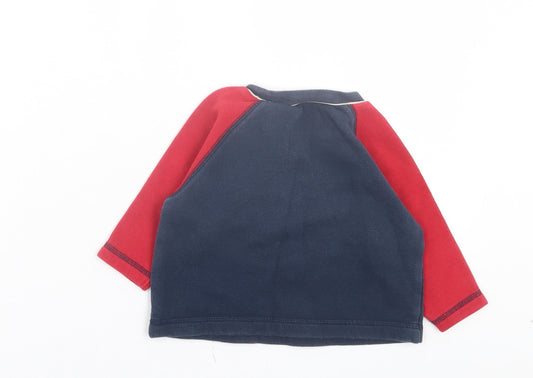 Adams Boys Blue Cotton Basic Casual Size 9-12 Months Crew Neck Pullover - Athletic