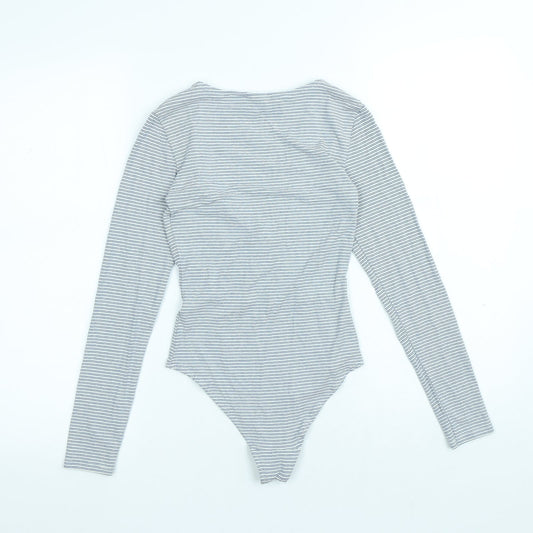 H&M Womens Blue Striped Viscose Bodysuit One-Piece Size XS Snap