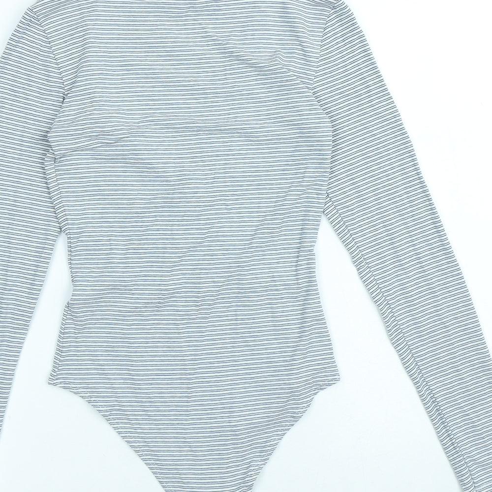 H&M Womens Blue Striped Viscose Bodysuit One-Piece Size XS Snap