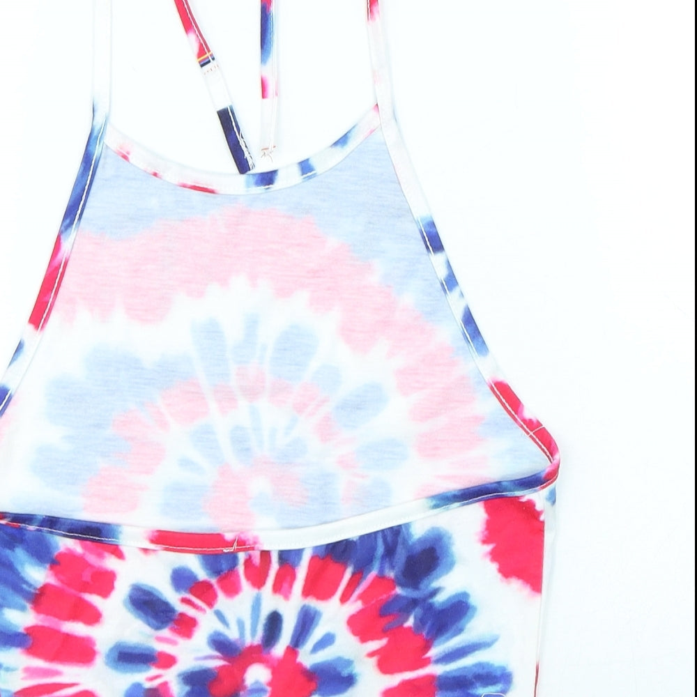 SheIn Womens Multicoloured Geometric Polyester Cropped Tank Size S Round Neck