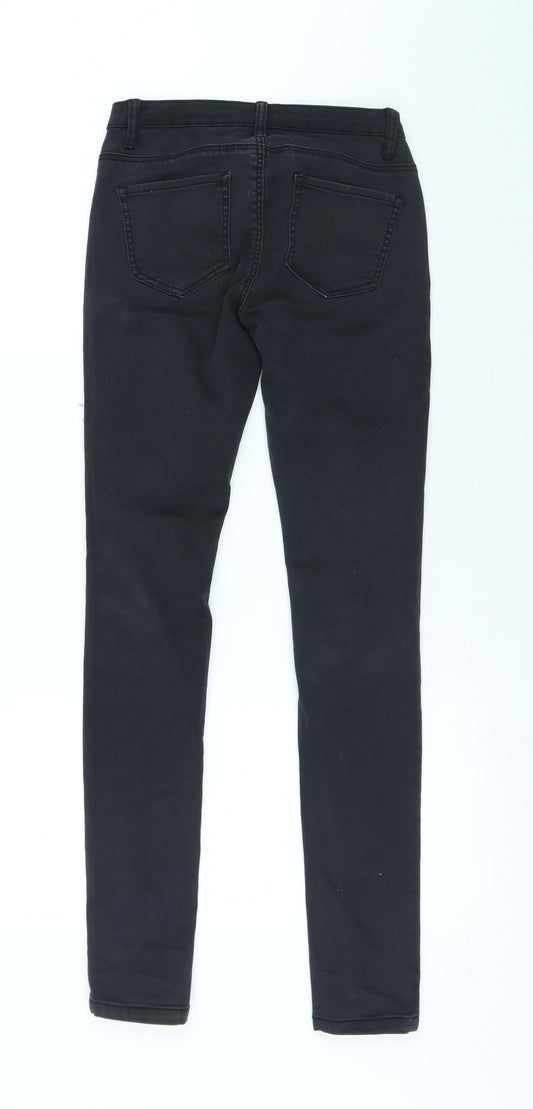 Denim & Co Womens Black Cotton Skinny Jeans Size 8 L28 in Regular Button