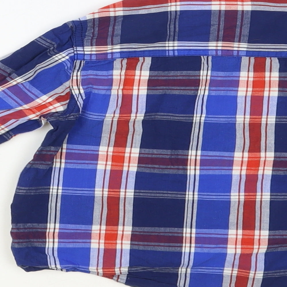 Lee Cooper Boys Blue Plaid Cotton Basic Button-Up Size 2-3 Years Collared Button