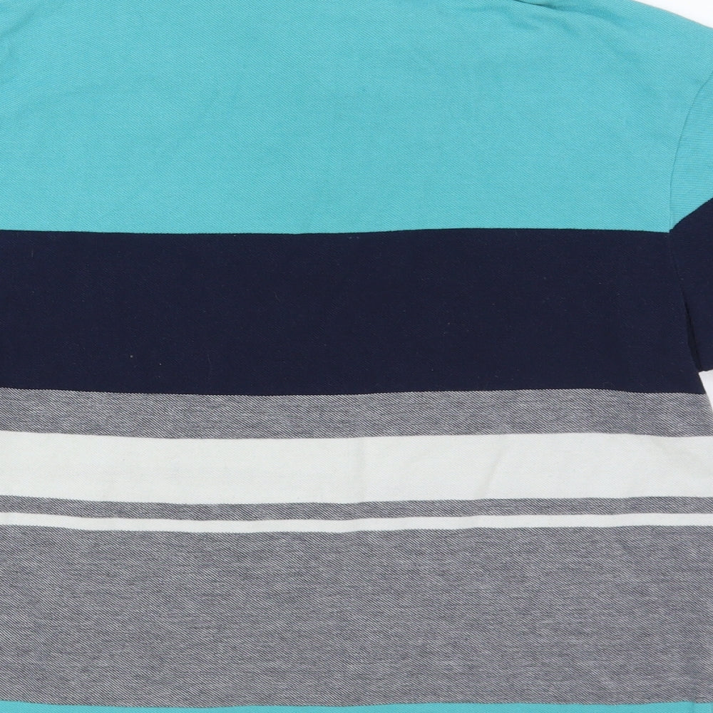 George Mens Multicoloured Striped Cotton Polo Size S Collared Button