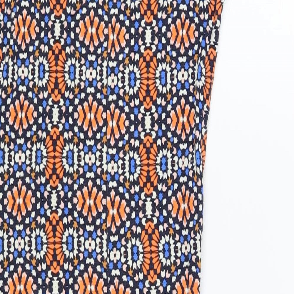New Look Womens Multicoloured Geometric Viscose Tank Dress Size 8 Scoop Neck Pullover