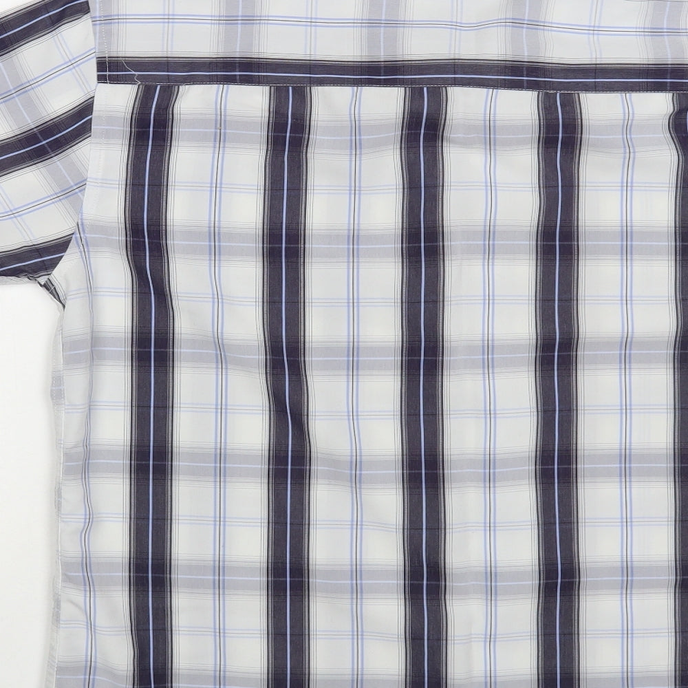 Urban Sprirt Mens Blue Plaid Polyester Button-Up Size M Collared Button