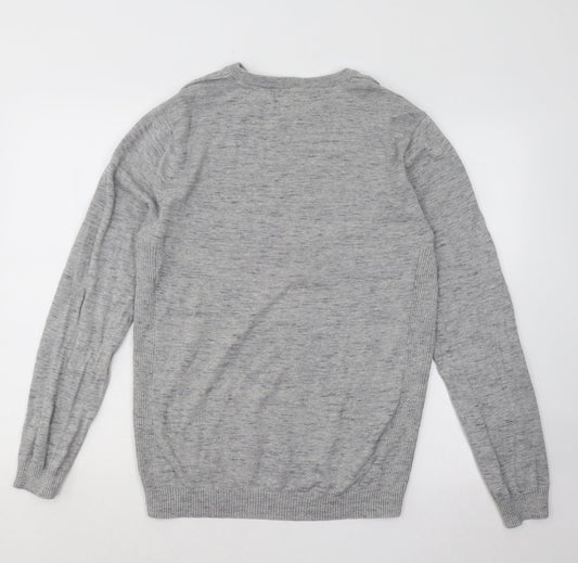 River Island Mens Grey Round Neck Cotton Pullover Jumper Size M