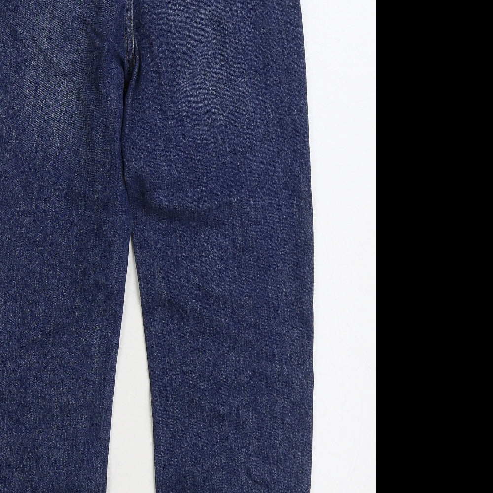 F&F Womens Blue Cotton Straight Jeans Size 6 L25 in Regular Zip - Ankle Grazer