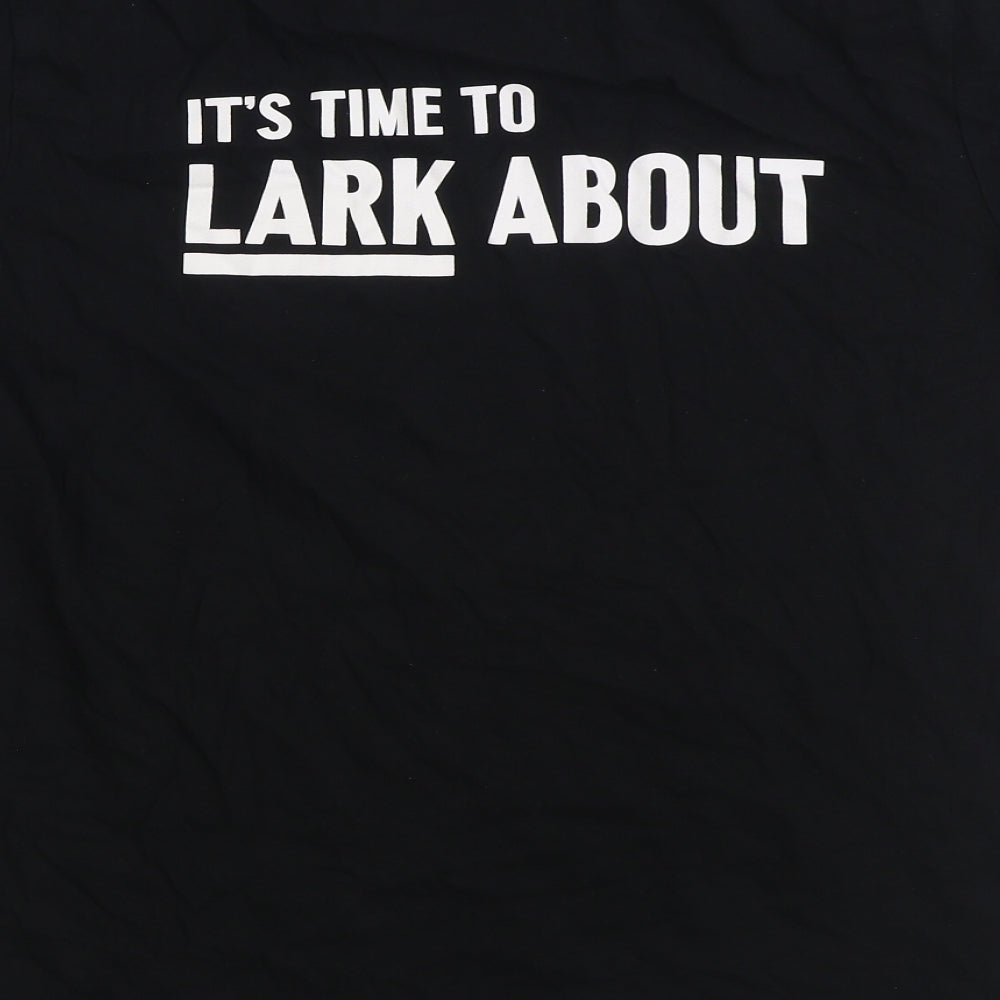 The Lark Mens Black Cotton T-Shirt Size M Round Neck