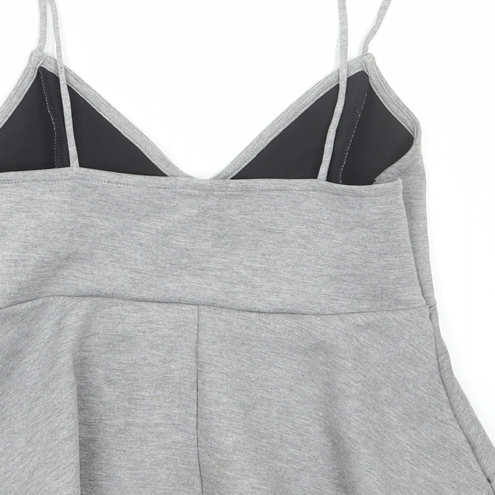 Womens UK Size 12 River Island Grey Cropped T-Shirt