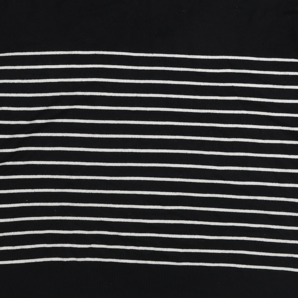 Primark Womens Black V-Neck Striped Acrylic Pullover Jumper Size S