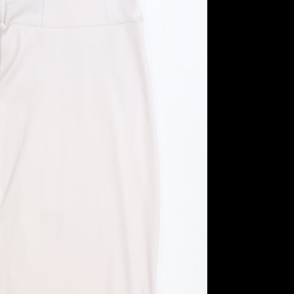 Miss Selfridge Womens White Polyester Pencil Dress Size 8 V-Neck Pullover