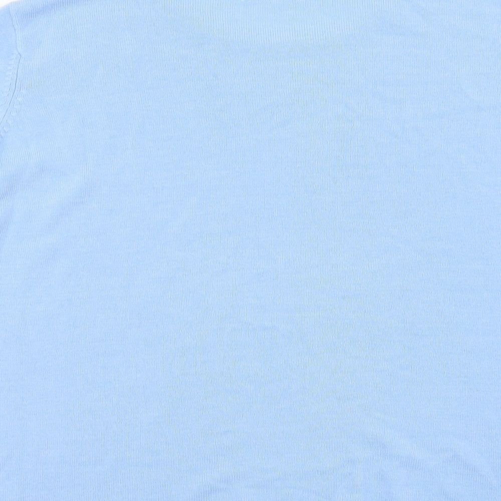 Classic Womens Blue Round Neck Acrylic Pullover Jumper Size L