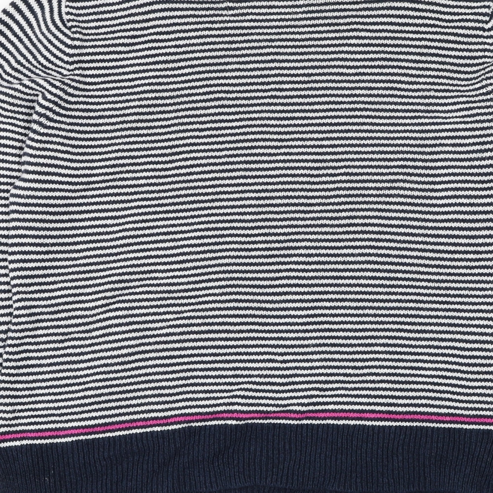 Coercion Womens Blue Boat Neck Striped Polyester Pullover Jumper Size 14