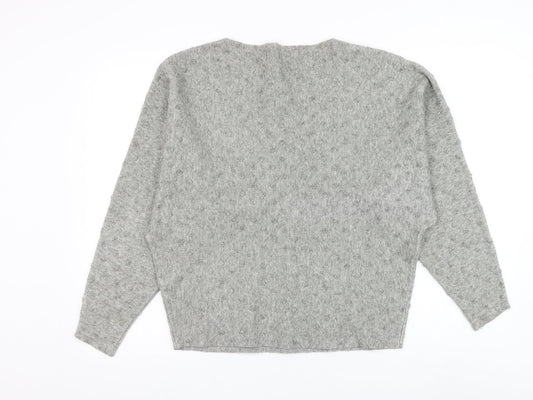 Apricot Womens Grey Round Neck Polka Dot Polyester Pullover Jumper Size M