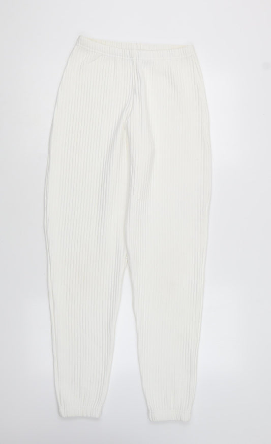 Womens UK Size 6 PRETTYLITTLETHING Regular Fit White Trousers