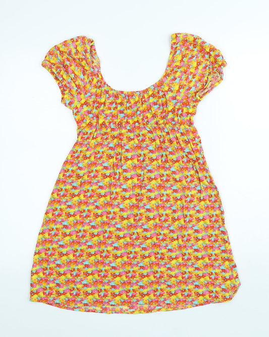 Primark Womens Multicoloured Floral Viscose A-Line Size 6 Cowl Neck Pullover