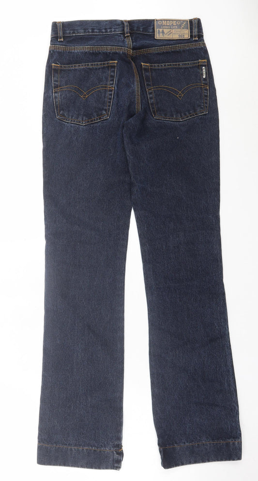 mope Mens Blue Cotton Straight Jeans Size 28 in L32 in Regular Button
