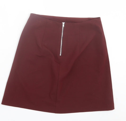 ASOS Womens Red Polyester A-Line Skirt Size 6 Zip