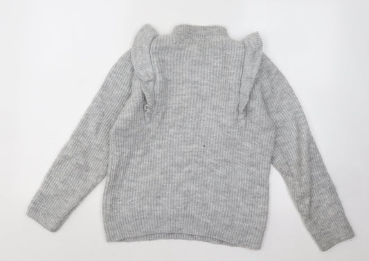 George Womens Grey Mock Neck Acrylic Pullover Jumper Size XS