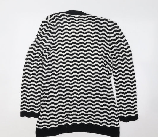 Damart Womens Black V-Neck Striped Viscose Cardigan Jumper Size 10