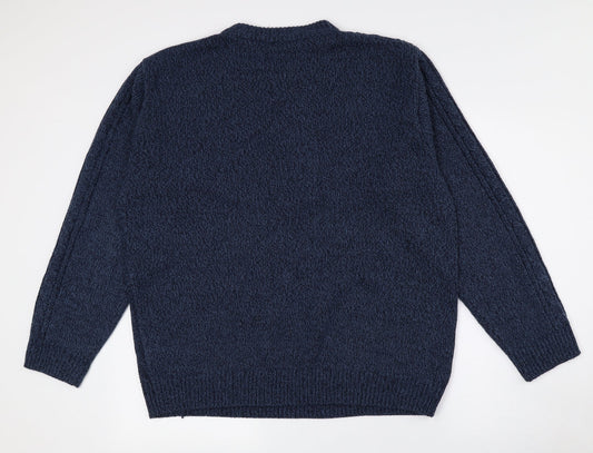 Premier Mens Blue Crew Neck Acrylic Pullover Jumper Size L - Size 44/46
