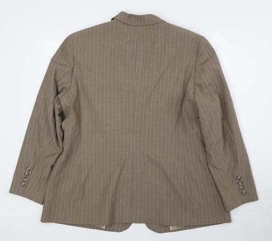 Marks and Spencer Womens Brown Striped Polyester Jacket Suit Jacket Size 20