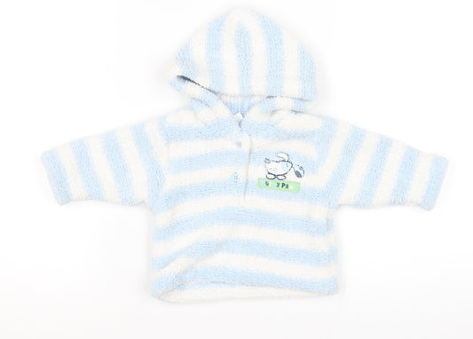 Baby Baby Blue Striped Polyester Pullover Jumper Size 0-3 Months Button - Mucky Paws