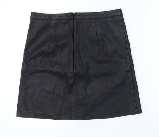 NEXT Womens Black Polyester A-Line Skirt Size 10 Zip