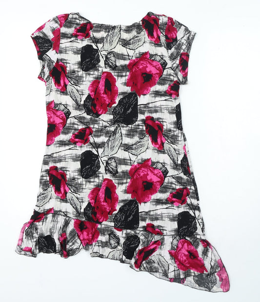 Apricot Womens Black Floral Polyester Jersey T-Shirt Size S Round Neck