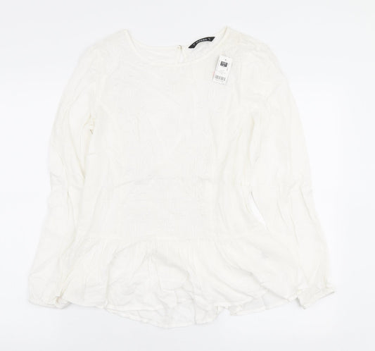 Womens UK Size 8 Dunnes Stores White Ringer Blouse