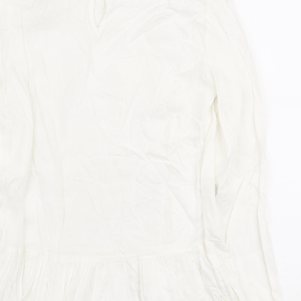 Womens UK Size 8 Dunnes Stores White Ringer Blouse