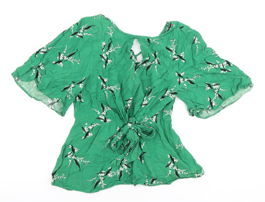 Womens UK Size 8 River Island Green Wrap Blouse
