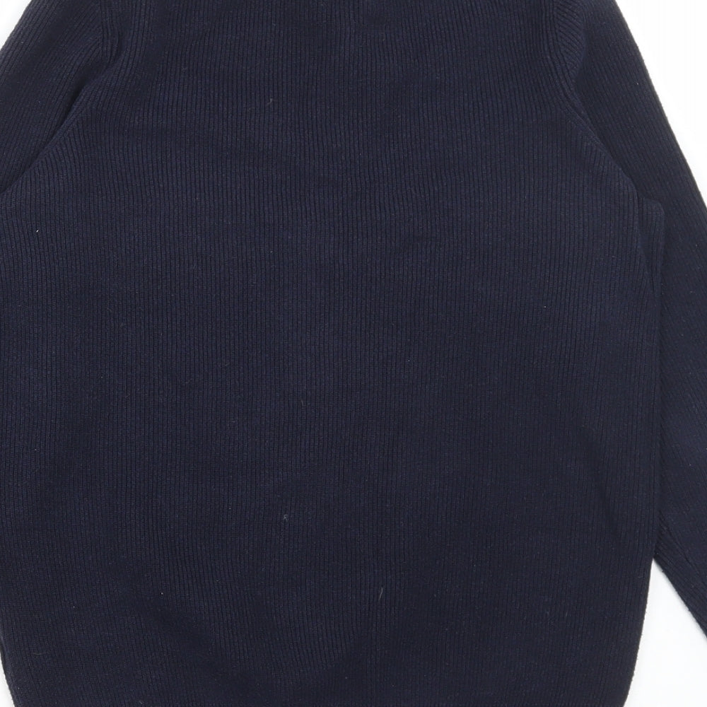 Marks and Spencer Mens Blue Round Neck Polyester Pullover Jumper Size S - Ribbed