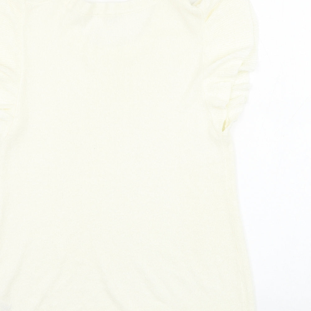 TU Womens Ivory Round Neck Acrylic Pullover Jumper Size 12