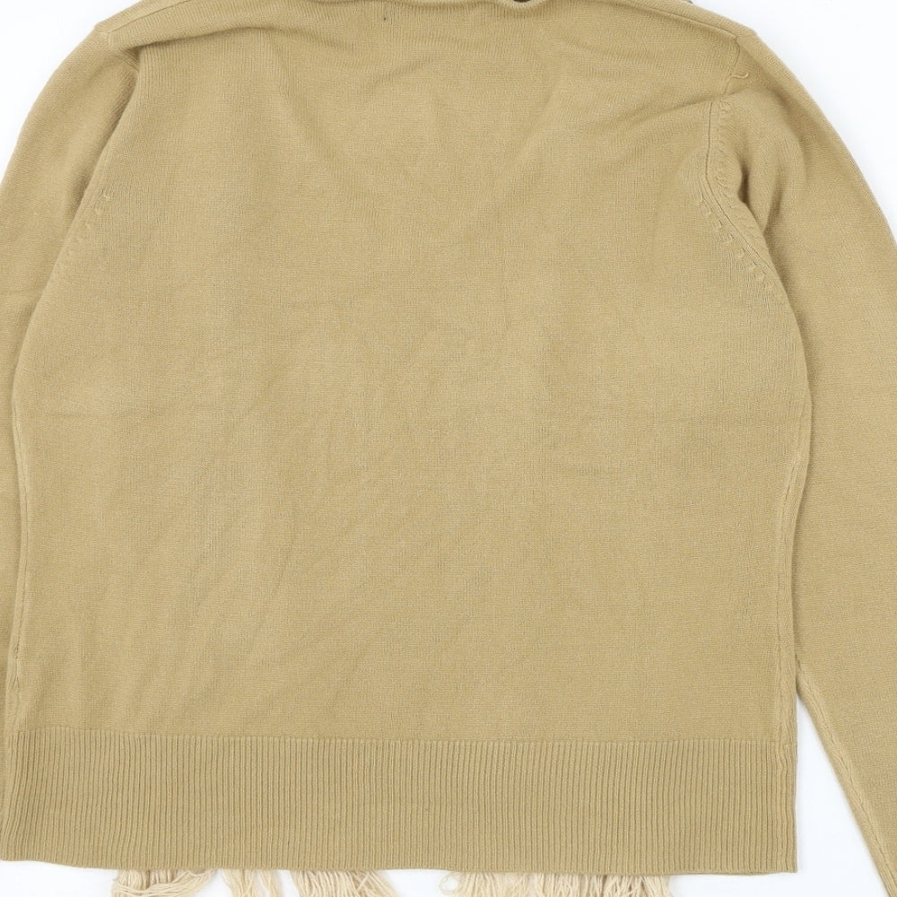 Fashion Essentials Womens Brown V-Neck Acrylic Cardigan Jumper Size M - Jumper & Scarf