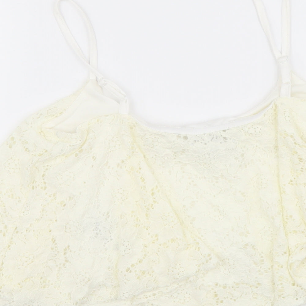 Womens UK Size 10 New Look Ivory Cropped Tank