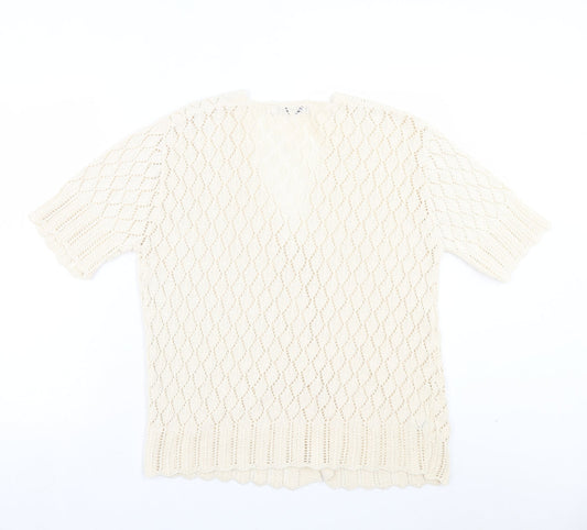 Womens UK Size 2XL Pure & Natural Ivory Cardigan Jumper